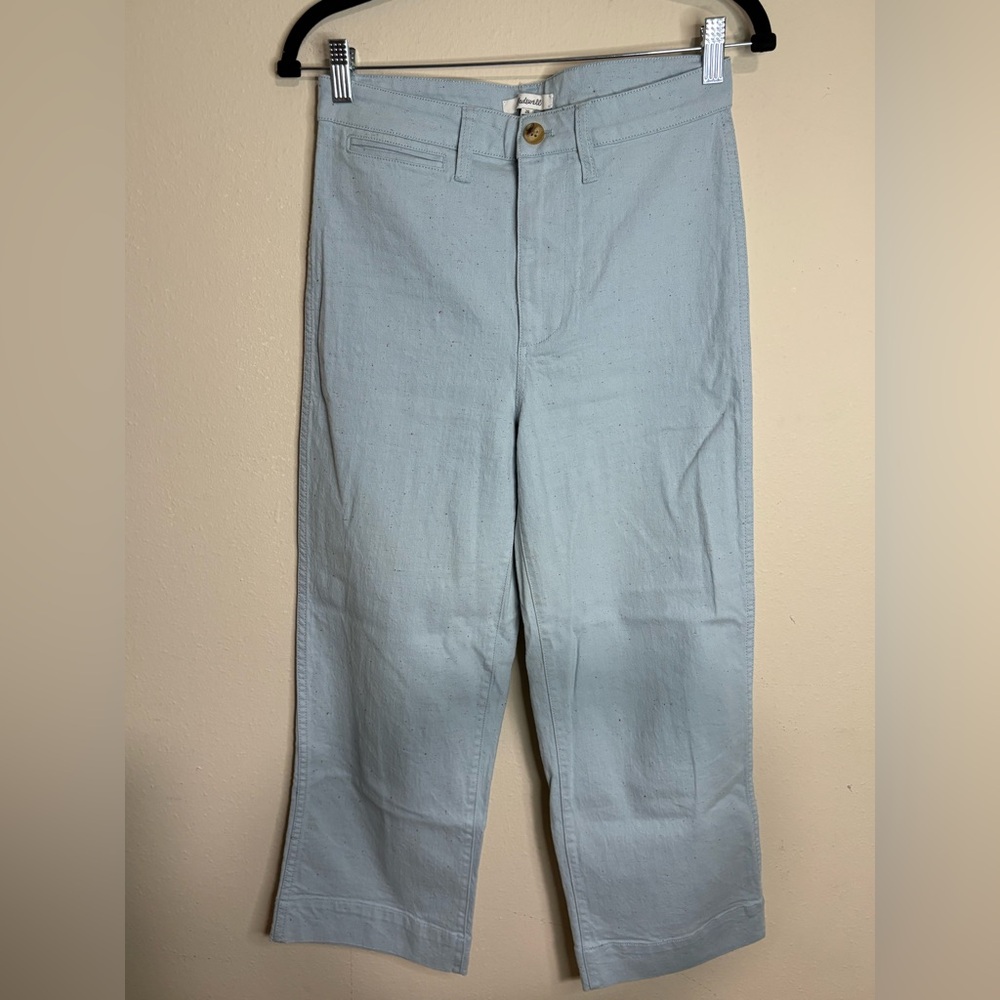 Madewell Emmett Wide Leg Stretch Crop Pants - Blue Speckle Size 26